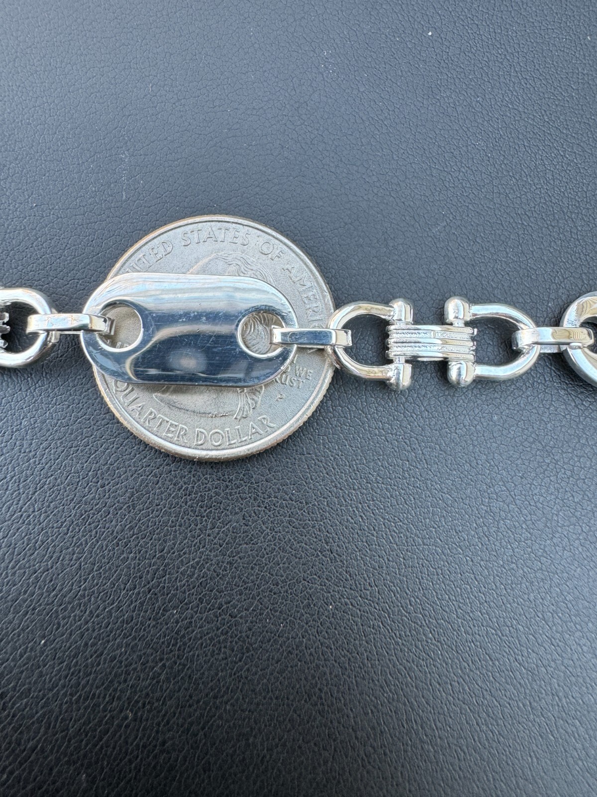 10mm Real 925 Sterling Silver Custom Mariner Ferragamo Link Chain Necklace ITALY