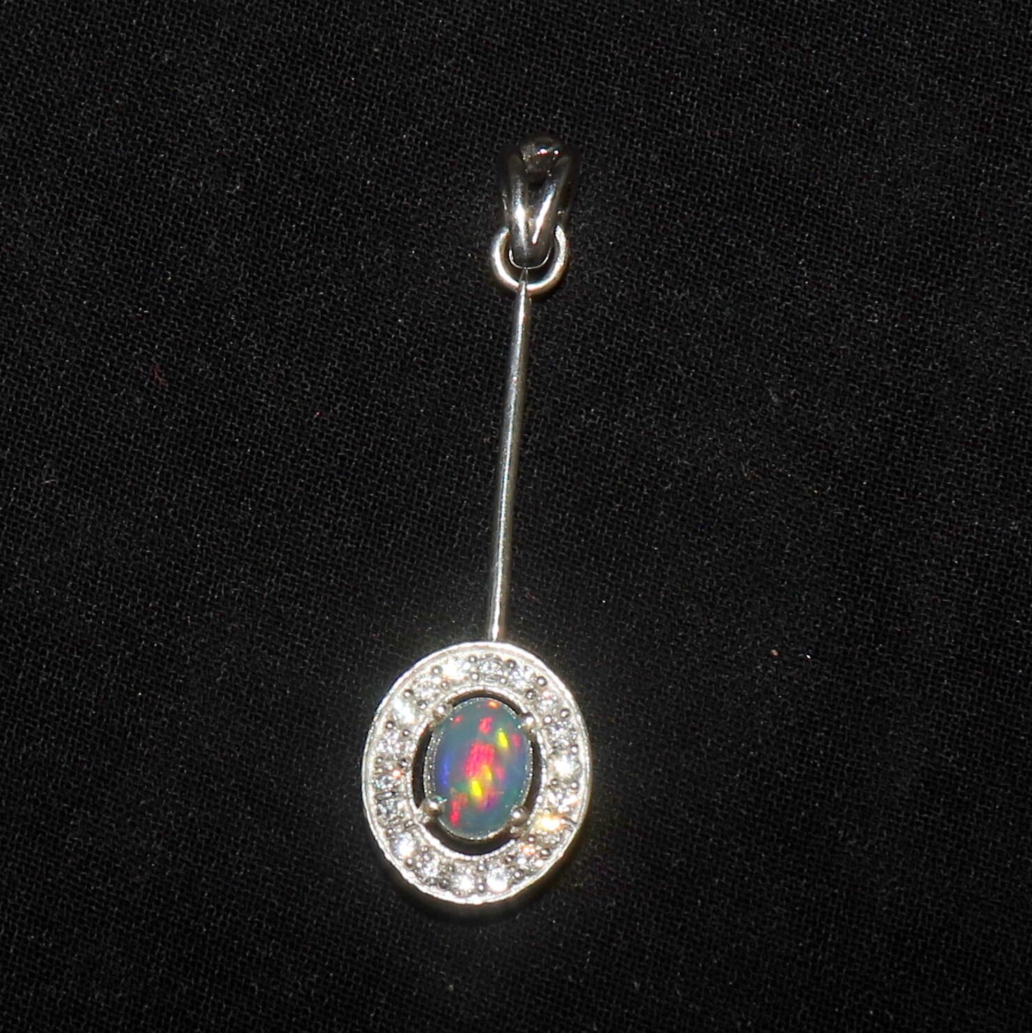 Natural Ethiopian opal pendant with sterling silver valentine gift for her 40 mm