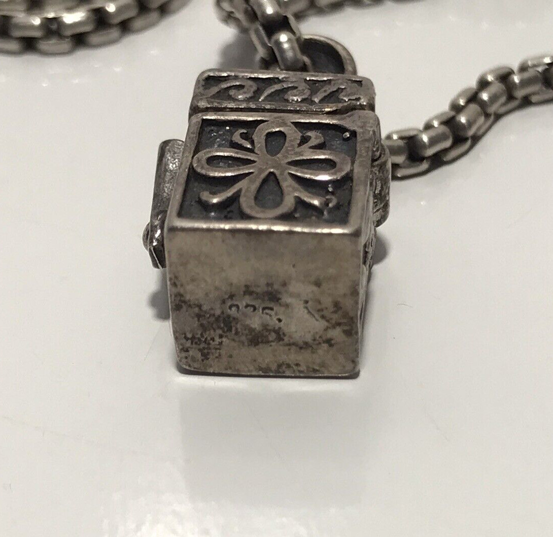 DAVID YURMAN 925 Box Chain w/14k Yellow Gold DY Logo & Unbranded Box Pendant