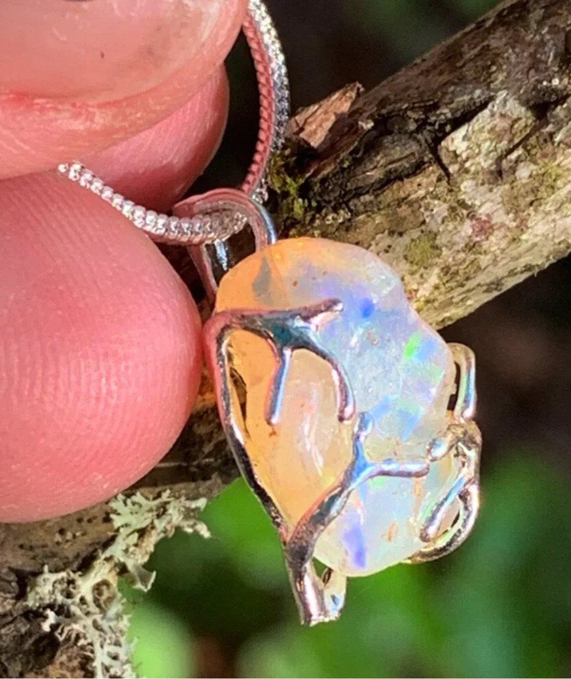 Angel Opal Sparkler Silver Necklace