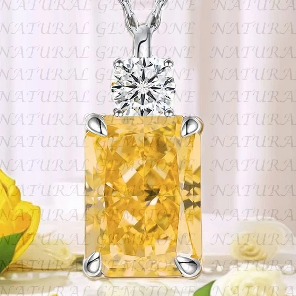 7Ct Radiant Lab-Created Diamond Women Pendant 18″ Chain 14K White Gold Plated