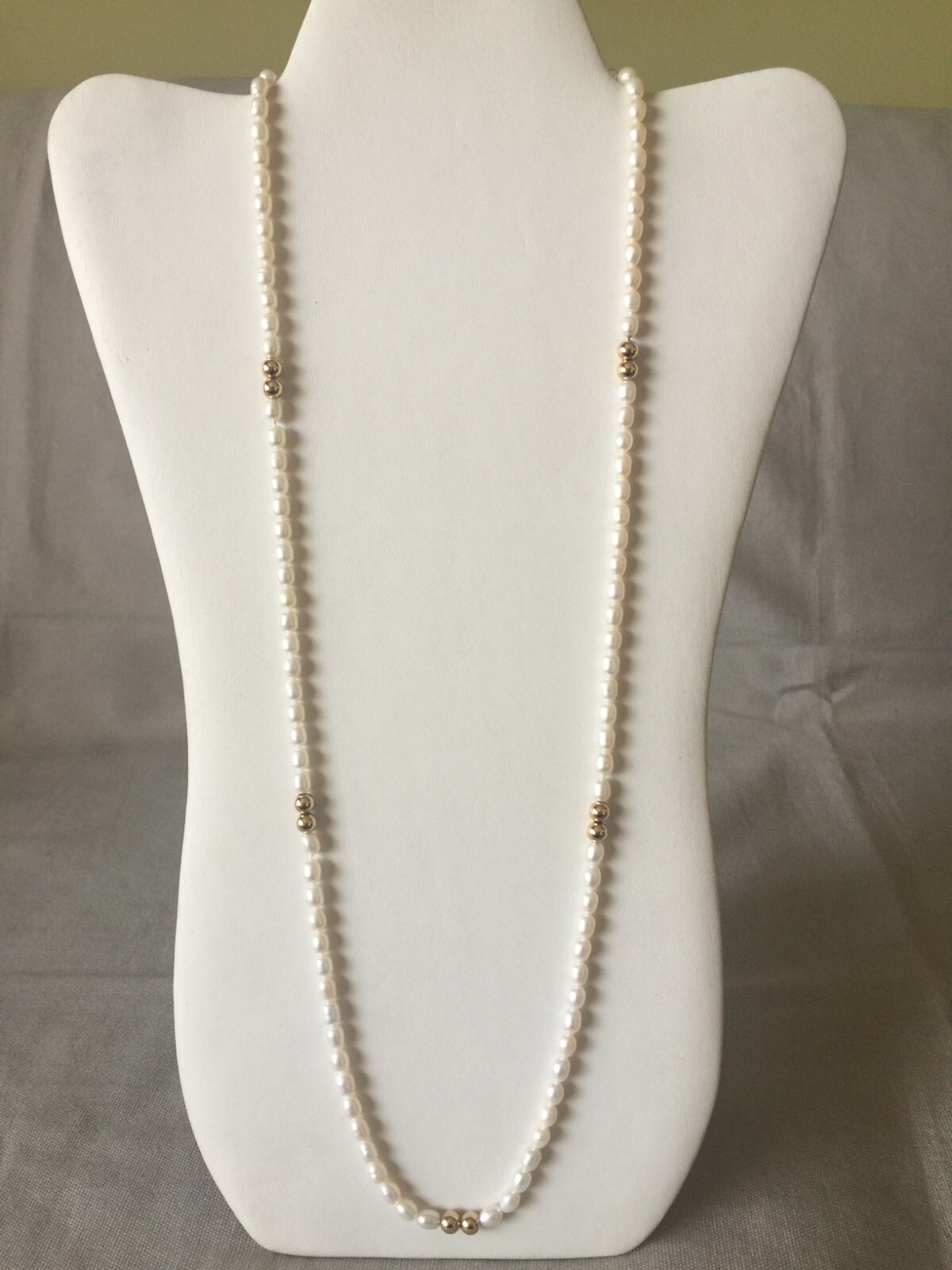 Freshwater Pearl Necklace 30″ Long 14K Yellow Gold