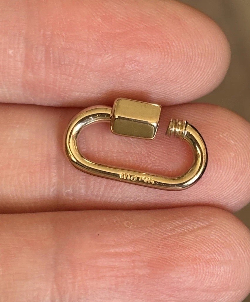 Authentic Marla Aaron 14k Yellow Gold Babylock Charm Holder Connector Carabiner
