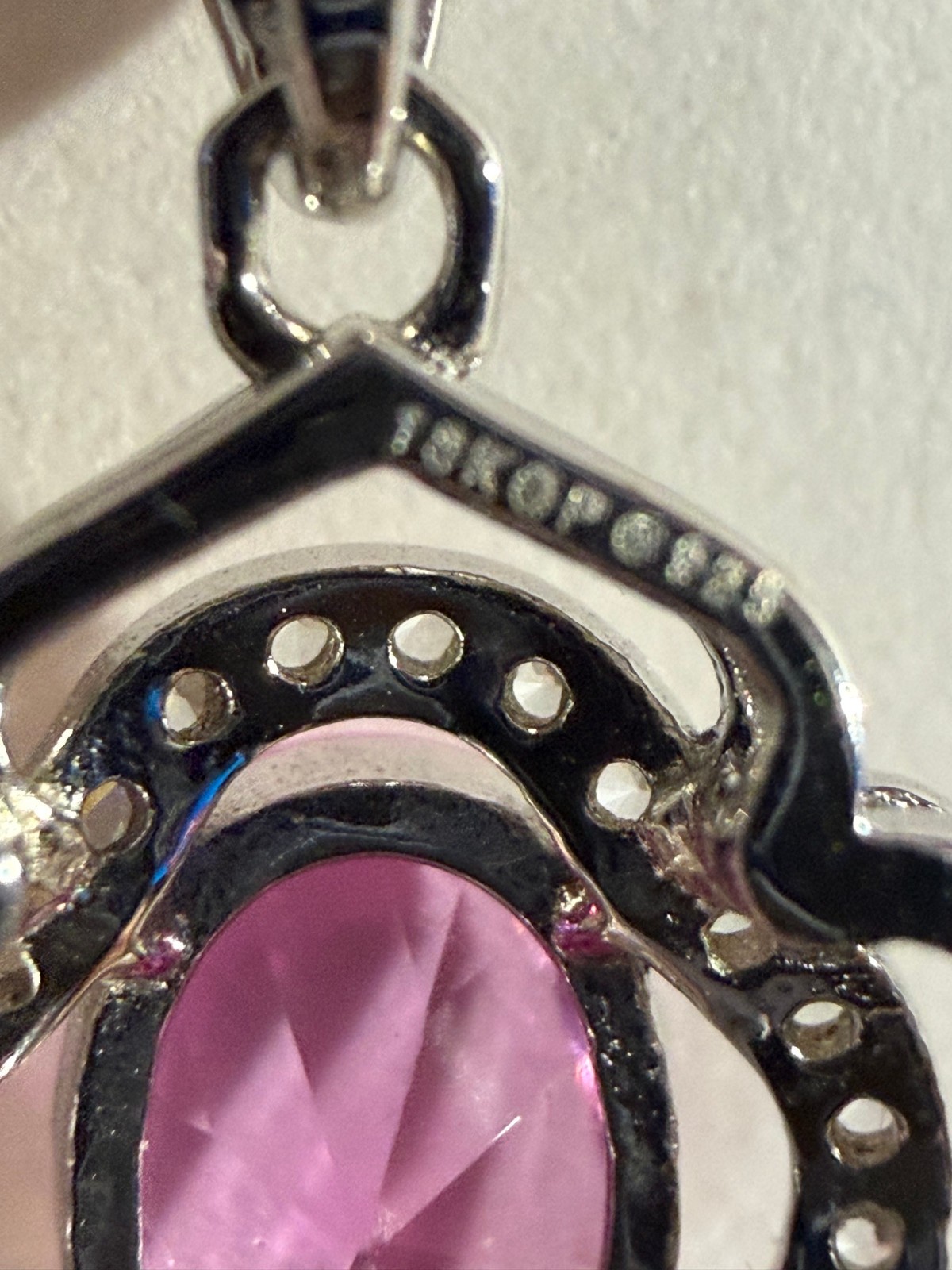 Lab Grown Pink Tourmaline SS Pendant on 18 inch SS Chain – Preowned, Excellent