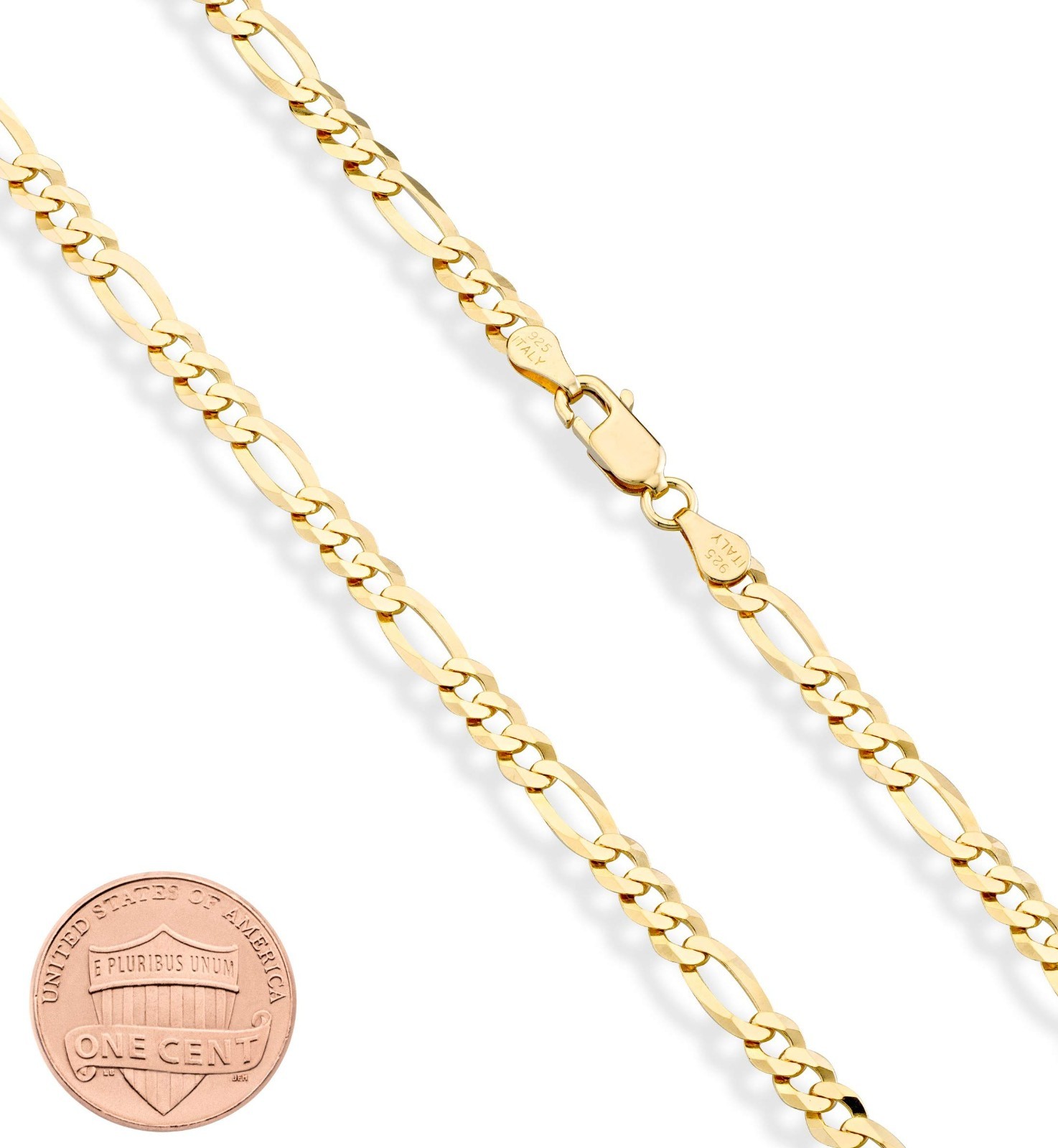 925 Sterling Silver Figaro Link Chain Necklace 5mm for Women & Men, Made in Ital