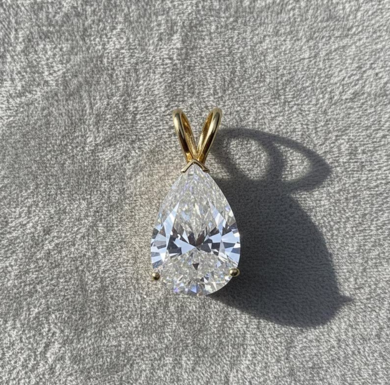 5.00Ct Pear-Cut EF/VS1 Lab Grown Diamond Prong Necklace& Pendant 14k Yellow Gold