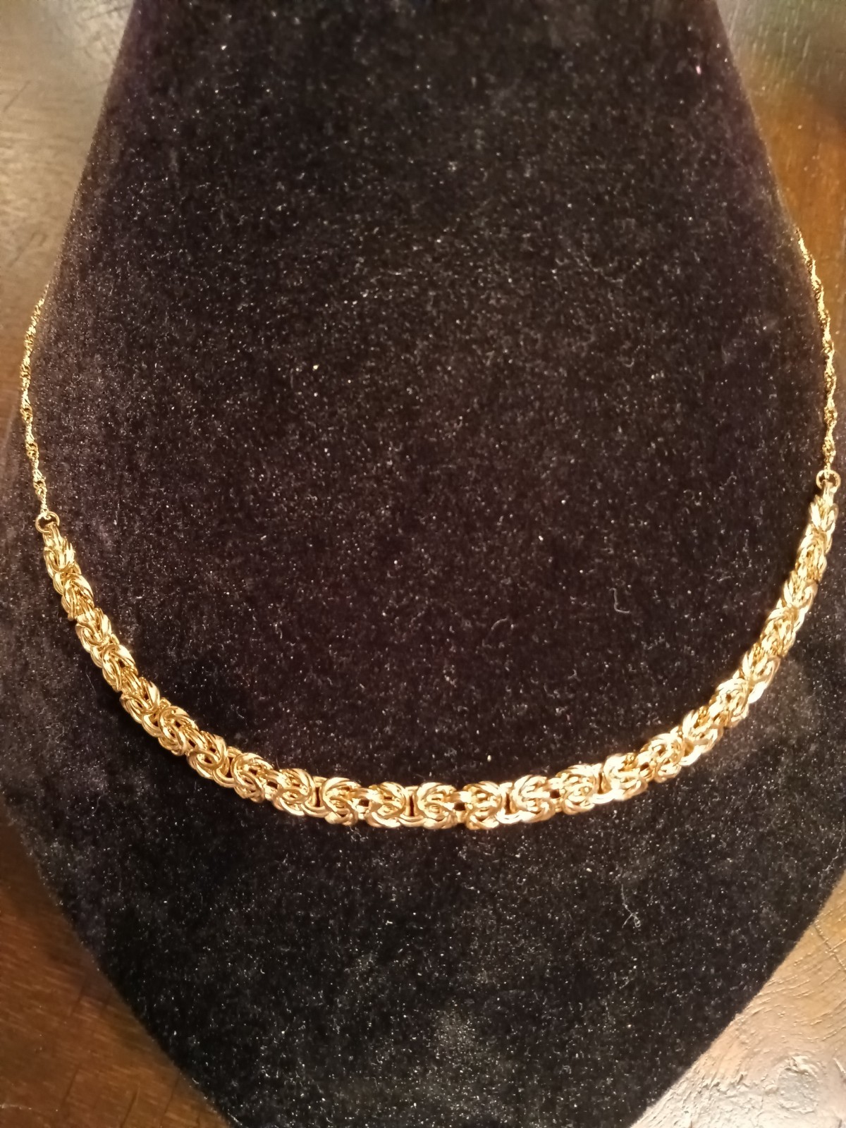 AK Turkey 925 Sterling Silver Gold Tone Byzantine Necklace 18″