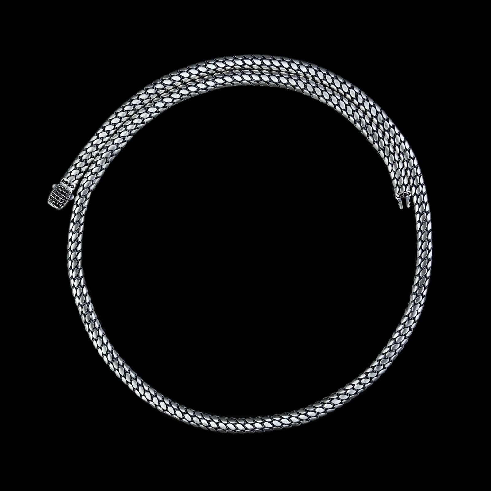 925 Sterling Silver Men Handmade Snake Popcorn Chain Necklace