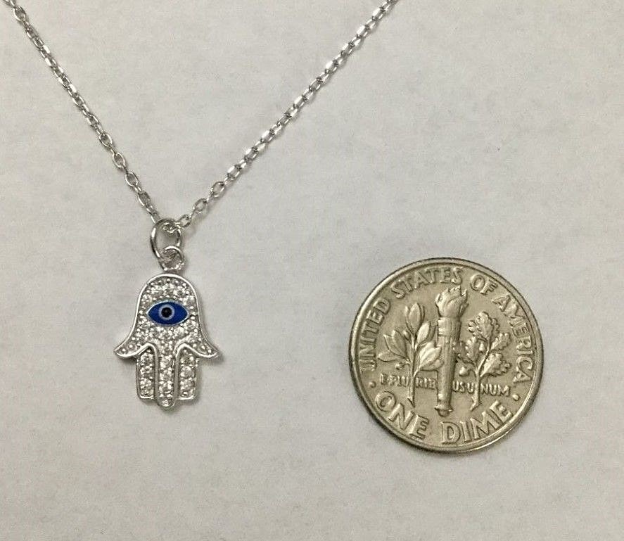 925 STERLING SILVER HAMSA NECKLACE 18″ /CADENA DE PLATA MANO DE FATIMA- ESN58