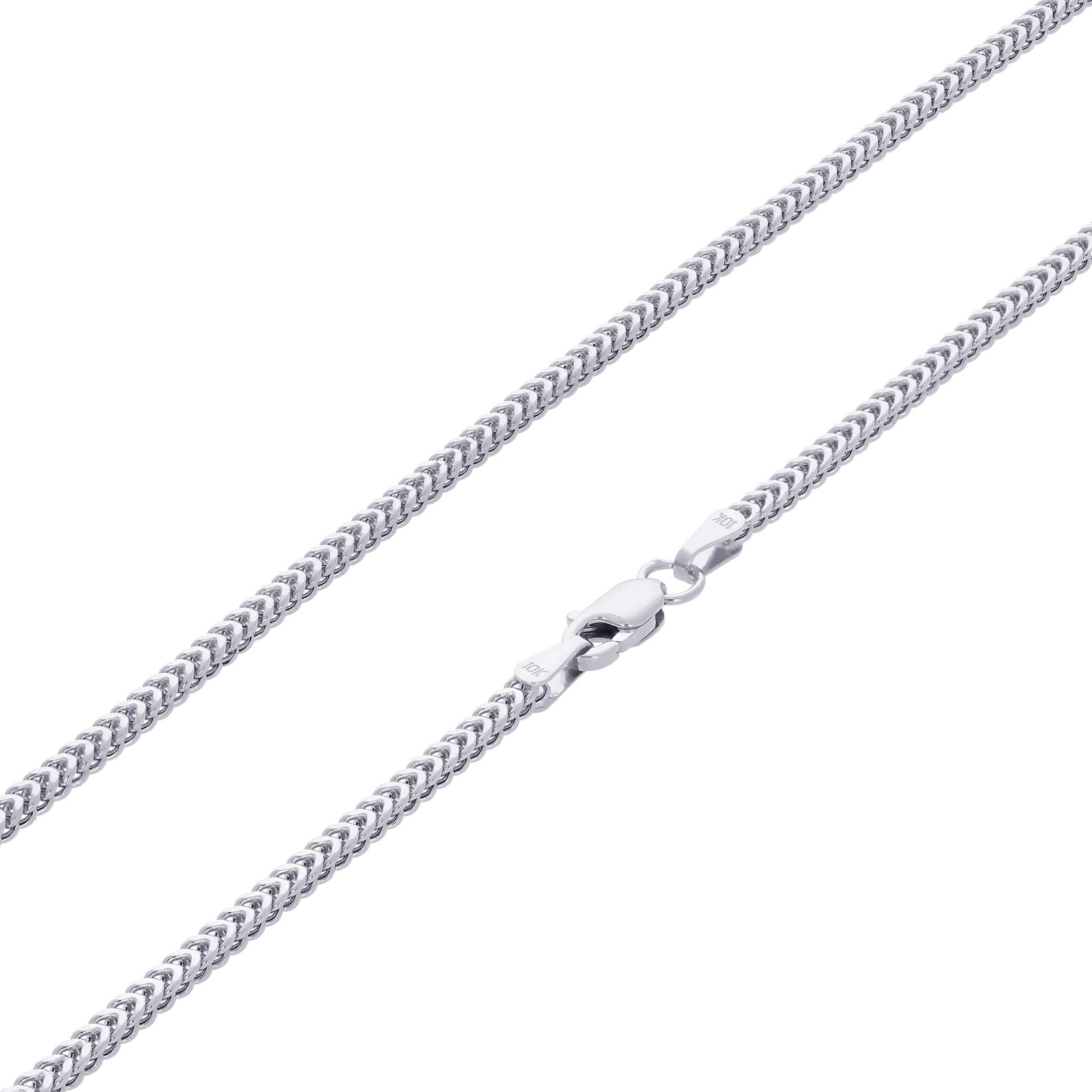 10K White Gold Womens 1.5mm Franco Square Box Foxtail Wheat Necklace Chain 16″