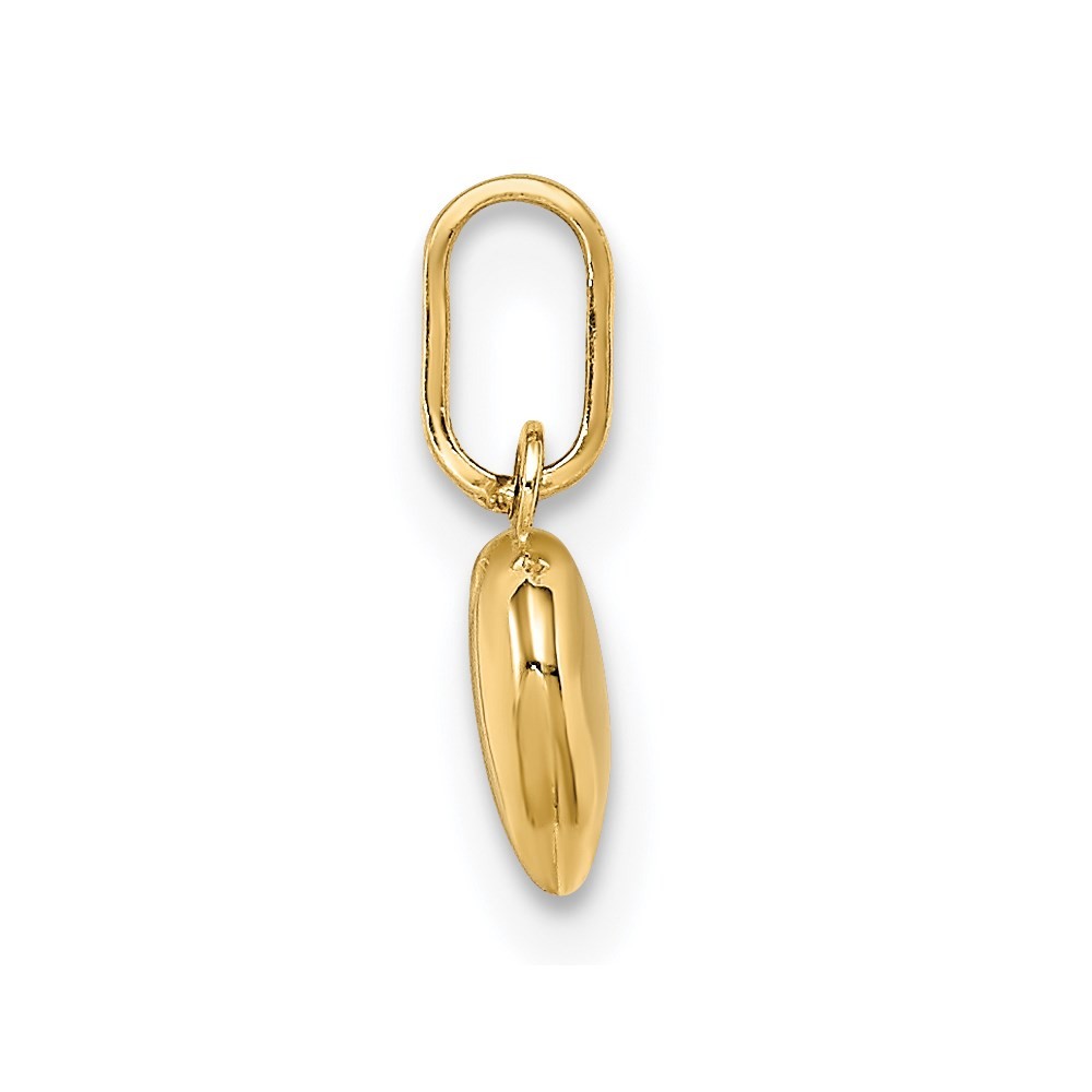 14k Yellow Gold Hollow Heart Charm or Pendant, 6mm
