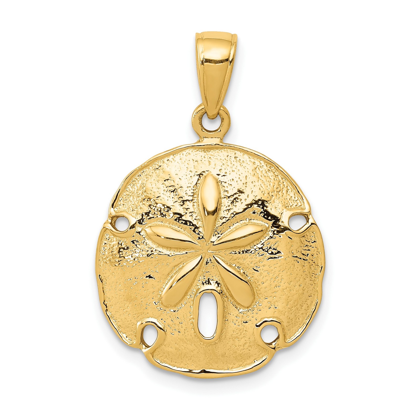 14k Yellow Gold Sand Dollar Pendant Ocean Nautical Sea Life Coastal Charm