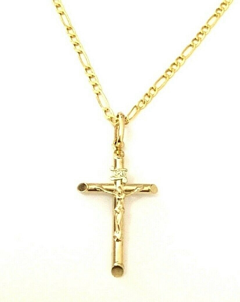 10K REAL GOLD CROSS NECKLACE 20” /10K ORO PURO CADENA CRUZ 20” 31mm- GP09-1