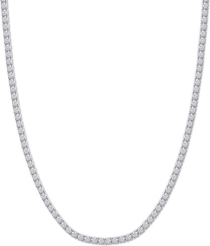2MM Width Tennis Chain Necklace 6.50 Ct Lab Created Moissanite Sterling Silver
