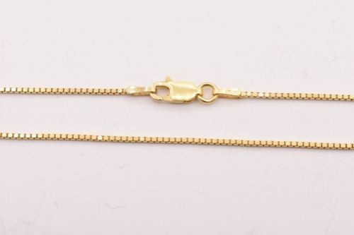 1mm Italian Square Box Chain Necklace 14K Yellow Gold-Plated Sterling Silver 925