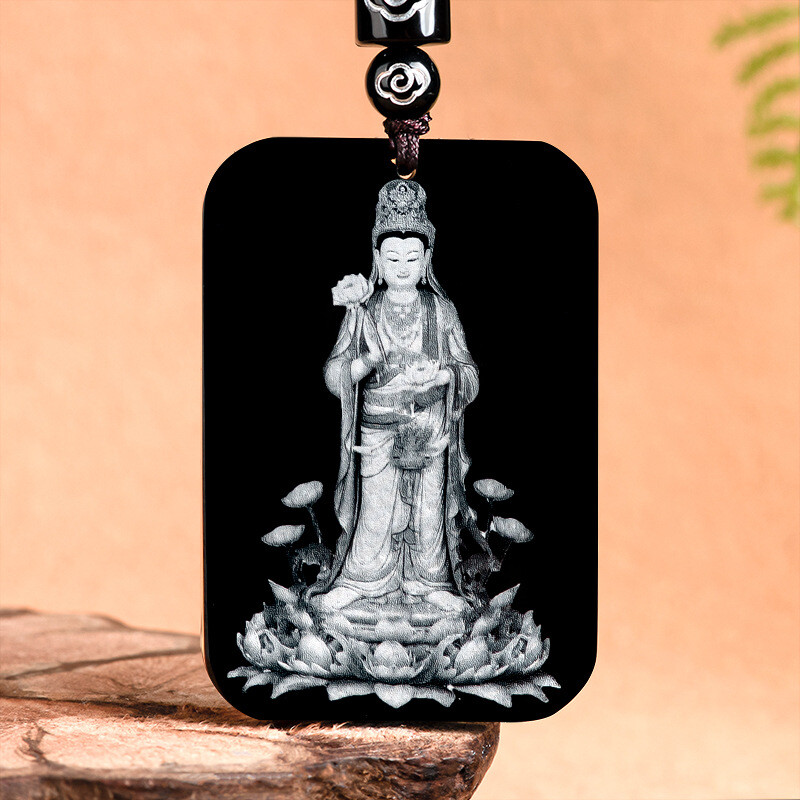 Natural Hotan Black Dark Jade Shadow Carving Zodiac Buddha Pendant Male Female