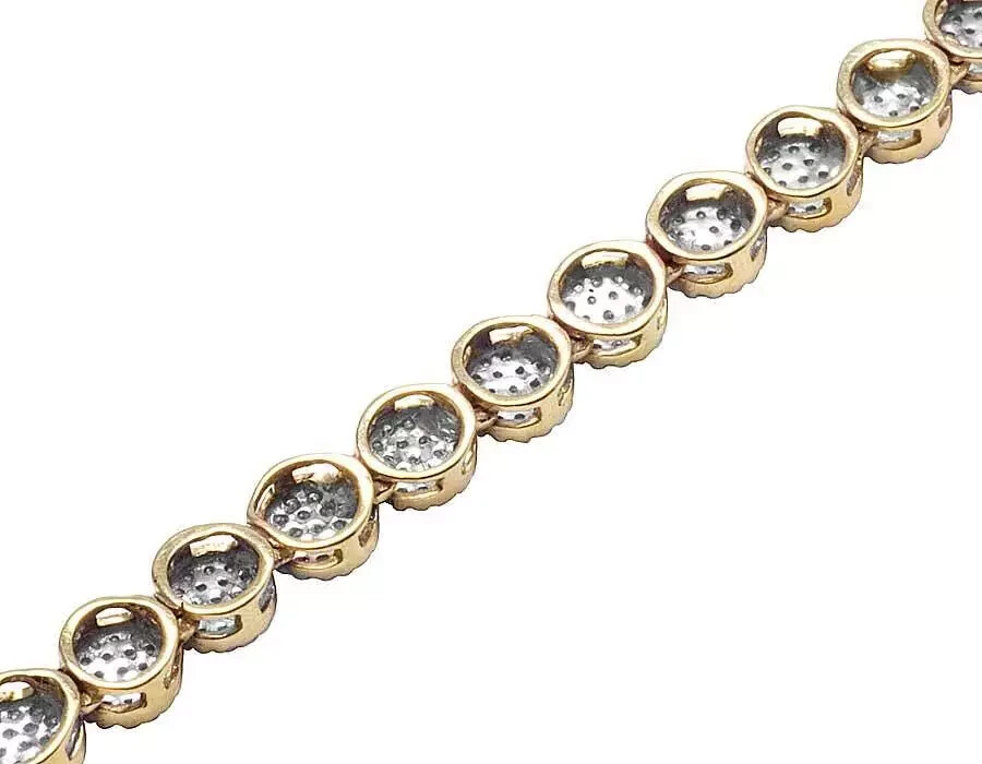 Mens 10K Yellow Gold 1 Row Cluster 7 CT. Natural Diamond Chain Necklace 30″in