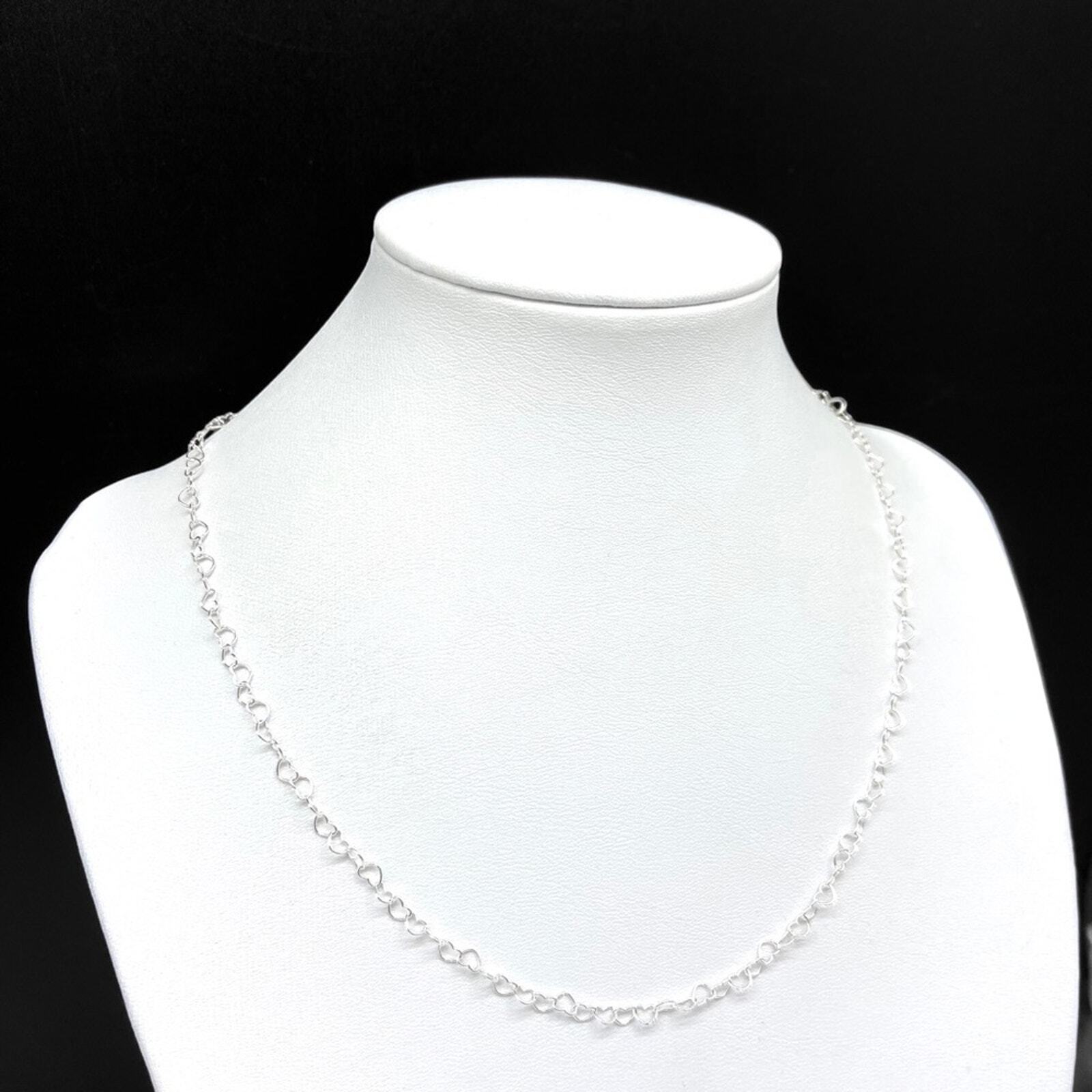 20” Sterling Silver Heart Chain Necklace Solid 925 Italy Layering Dainty Gift