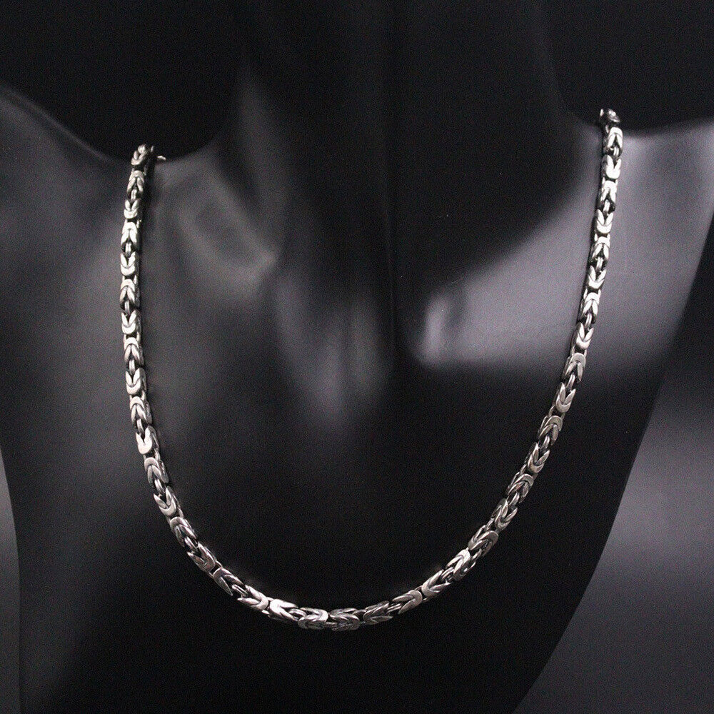 Real 925 Sterling Silver Necklace Man’s Jewelry 4mm Byzantine Chain 26inch/45g