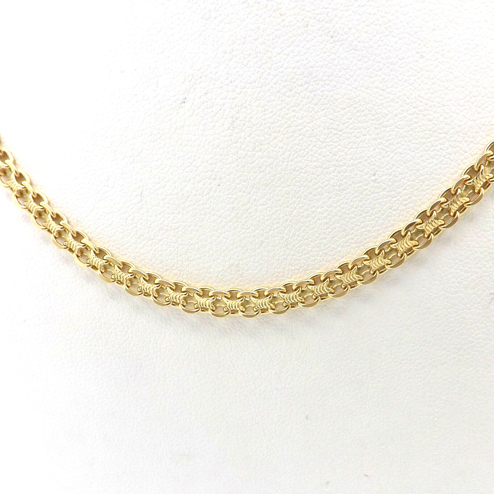 18k Gold Bismark Link Pendant Chain Necklace Italy 750 20in