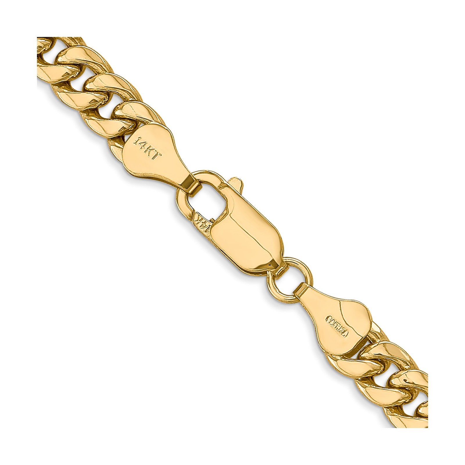 14K Yellow Gold 3.5-15mm Cuban Chain Necklace 7-30 Inch Mens Womens