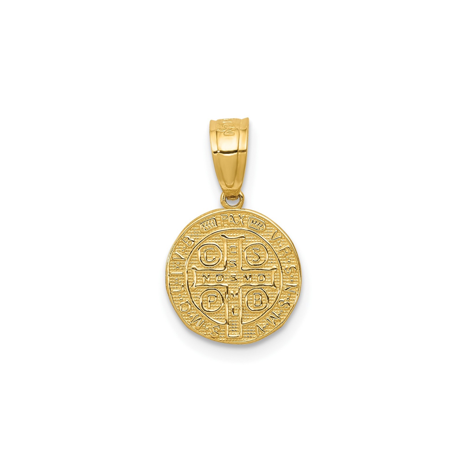 10k Yellow Gold Saint Benedict Medal Pendant Latin Cross Catholic Christian Devo