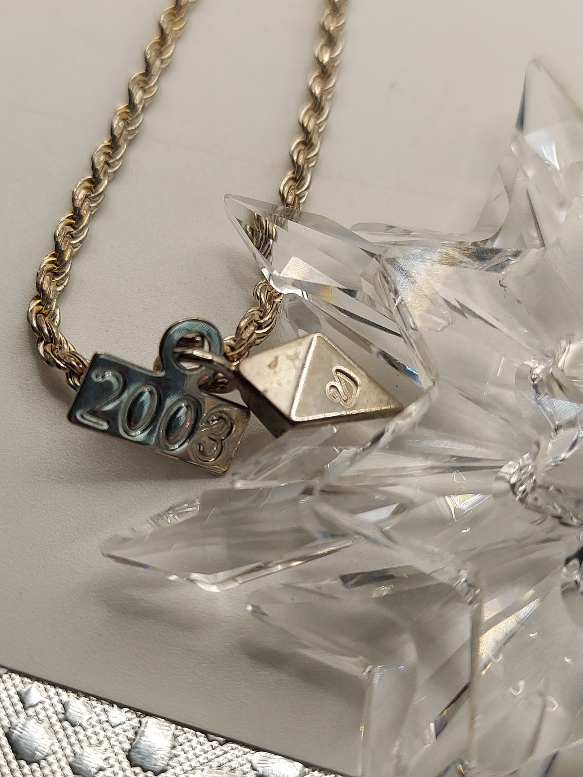 Swarovski Crystal Snowflake Star Pendant 925 Italy Rope Chain 28” 2003