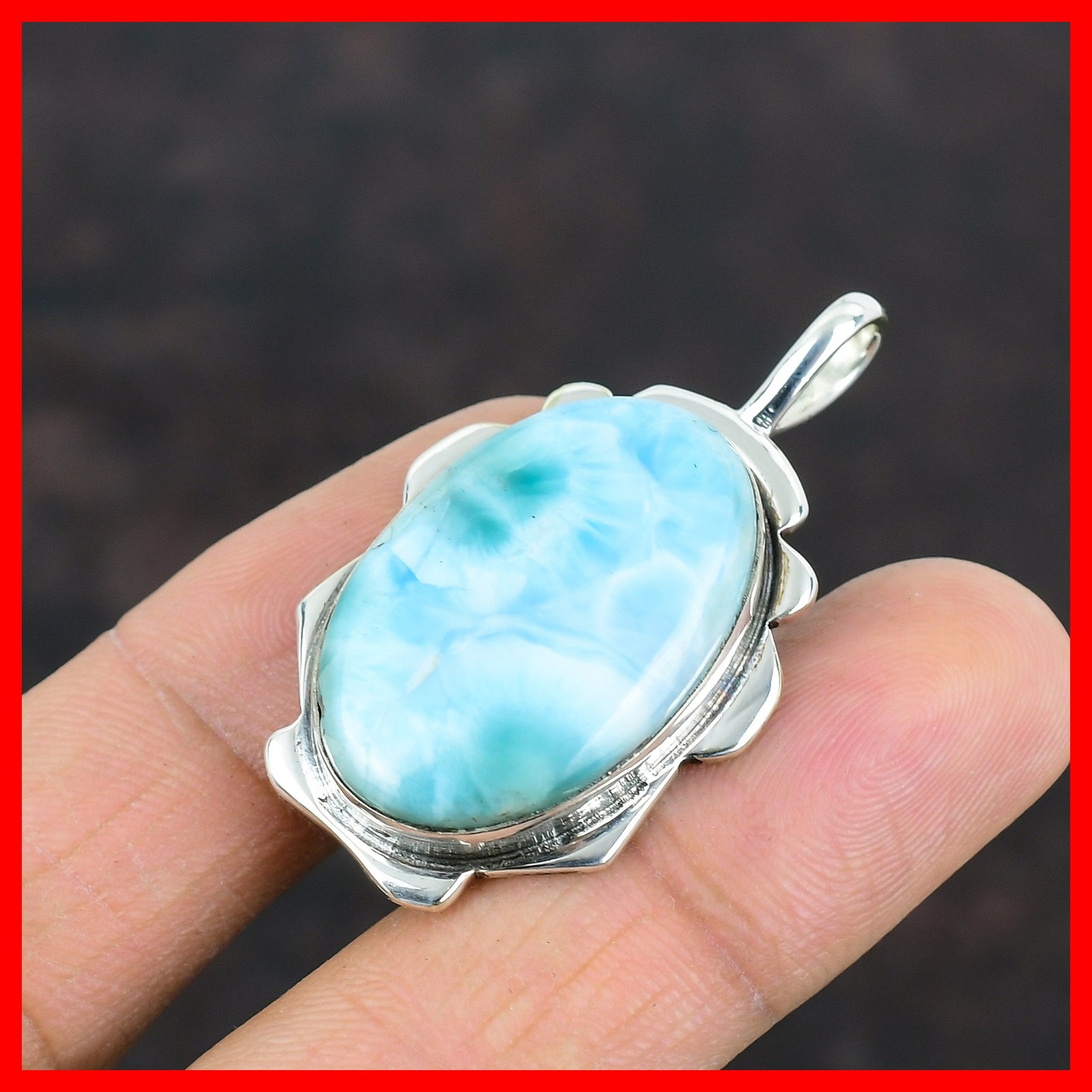 Throat Chakra Larimar Gemstone 925 Silver Engagement New Sister Birthday Pendant