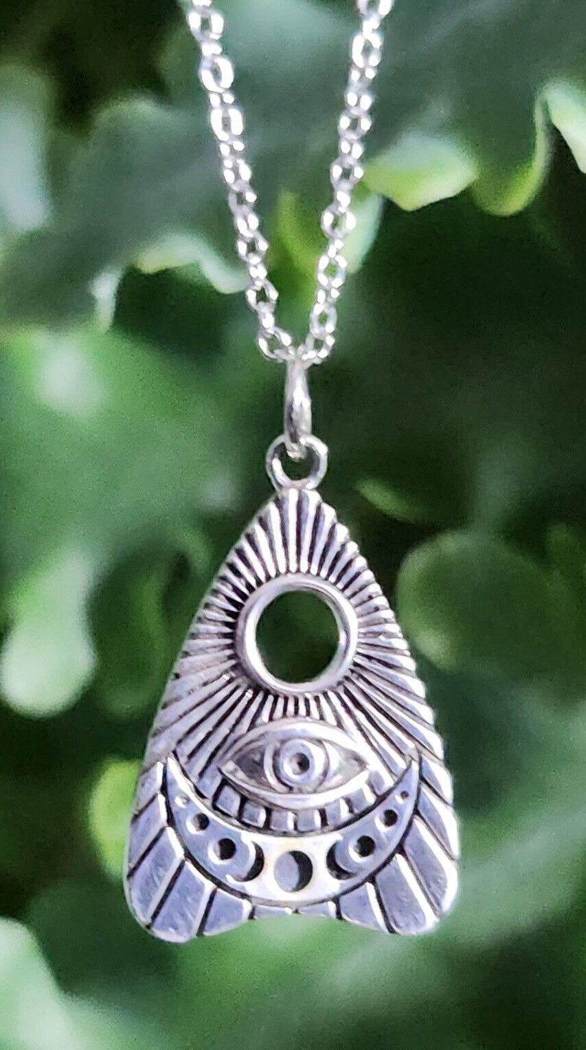 Ouija Necklace Pendant 18″ Chain 925 Silver All Seeing Eye Spiritualist Occult