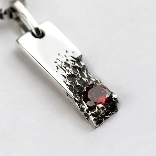 Natural Red Garnet Men’s Pendant 925 Sterling Silver Jewelry Gift
