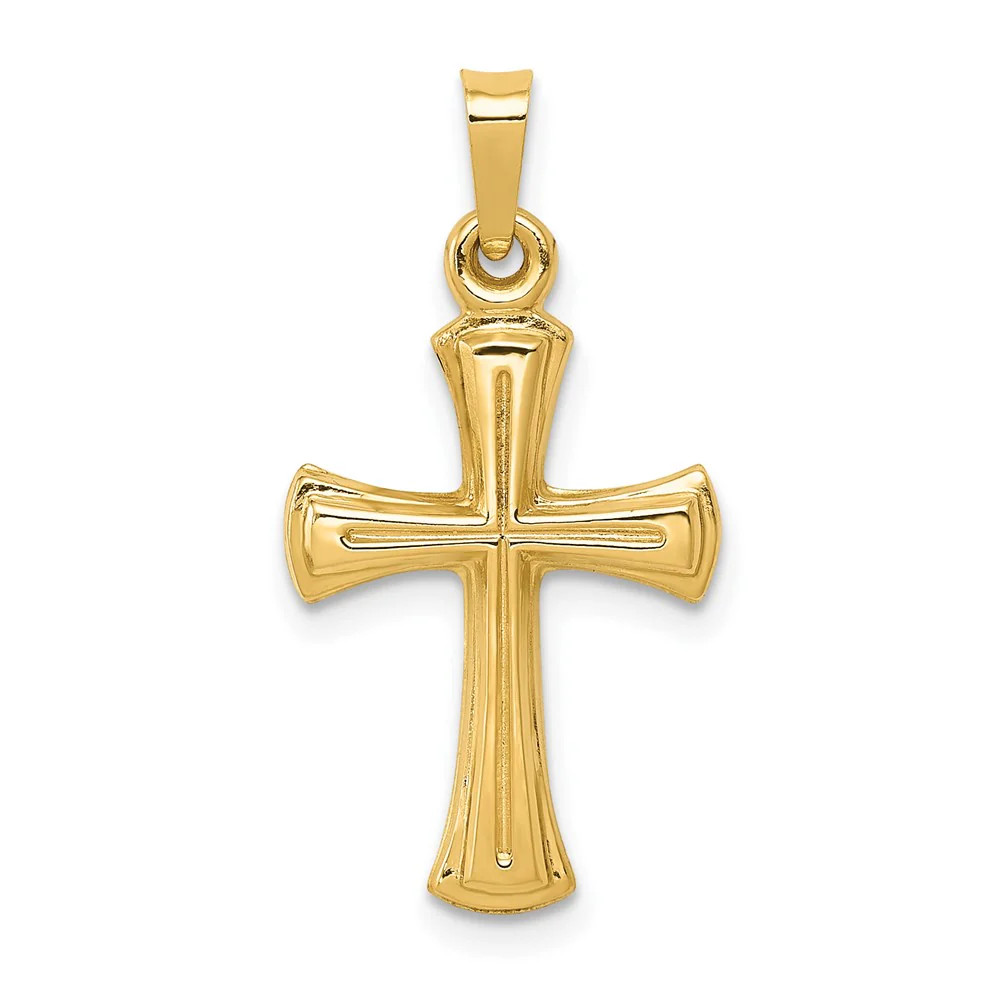 14K Yellow Gold Hollow Cross Pendant