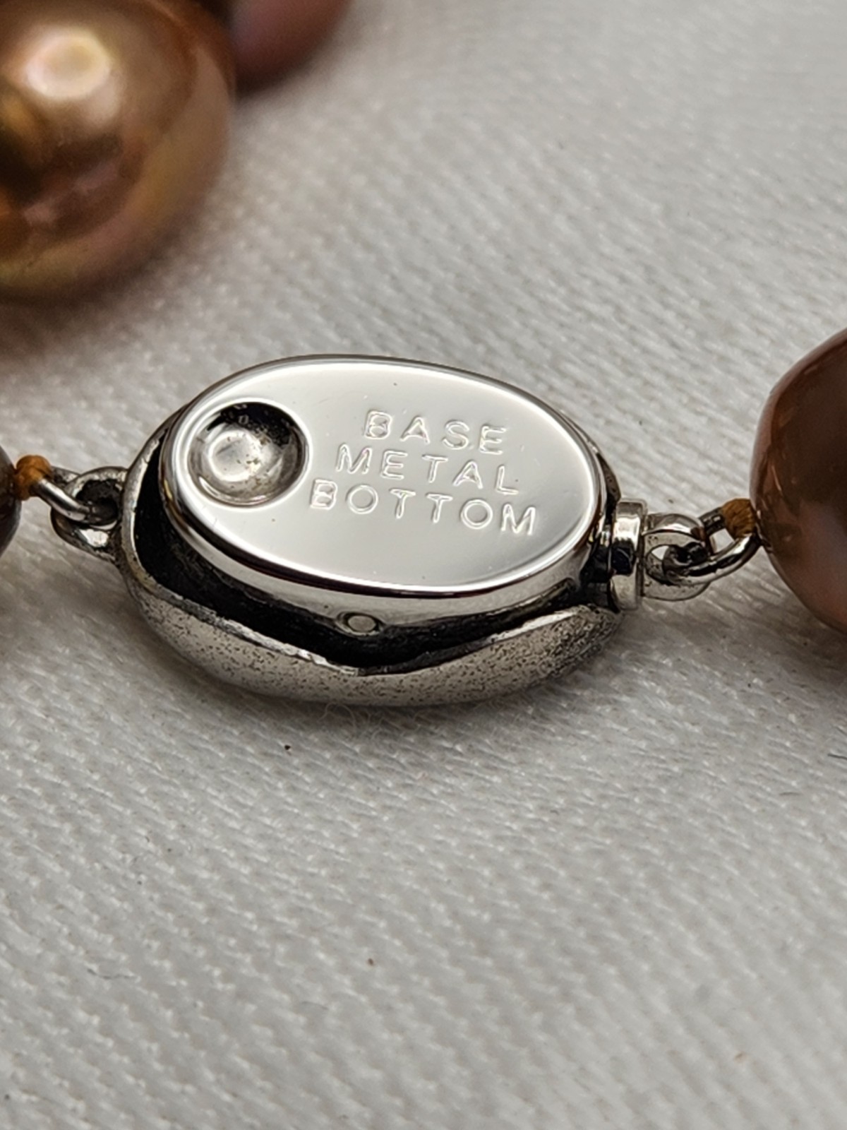 Honora Bronze Baroque Pearl Beaded Stprand Necklace Silver Barrel Clasp 18 in