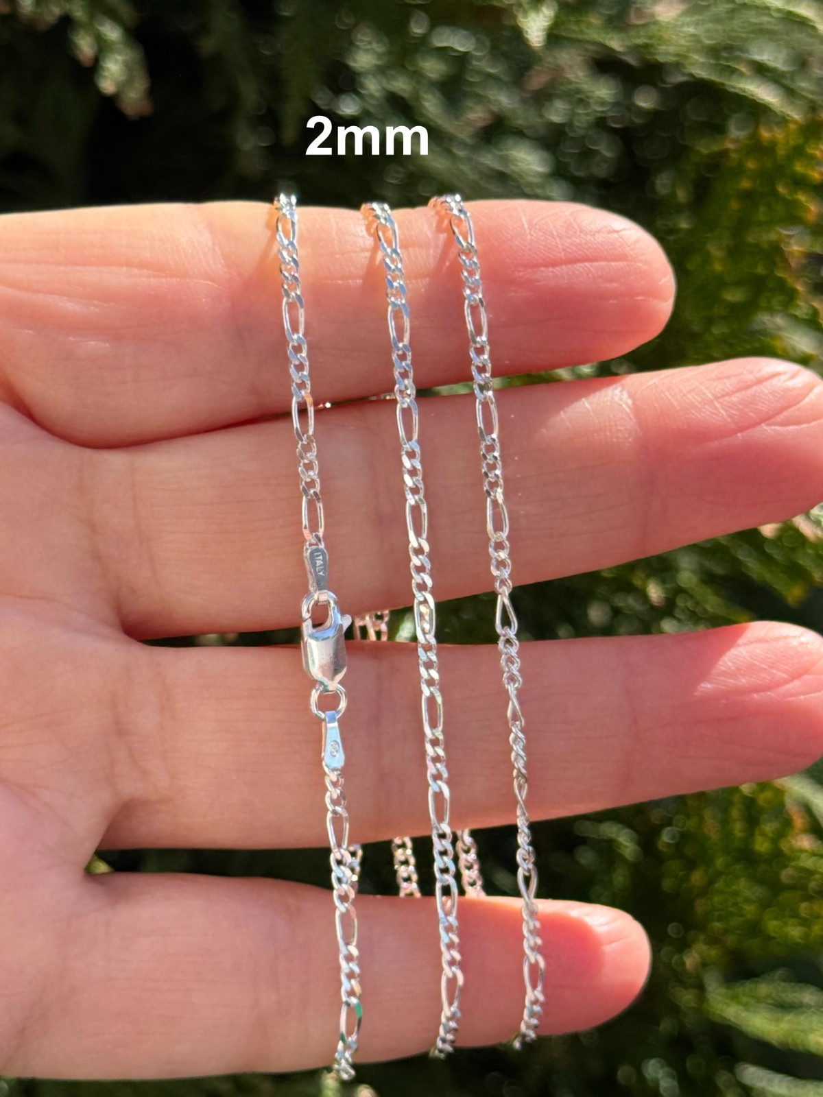 925 Sterling Silver Figaro Chain High Polished