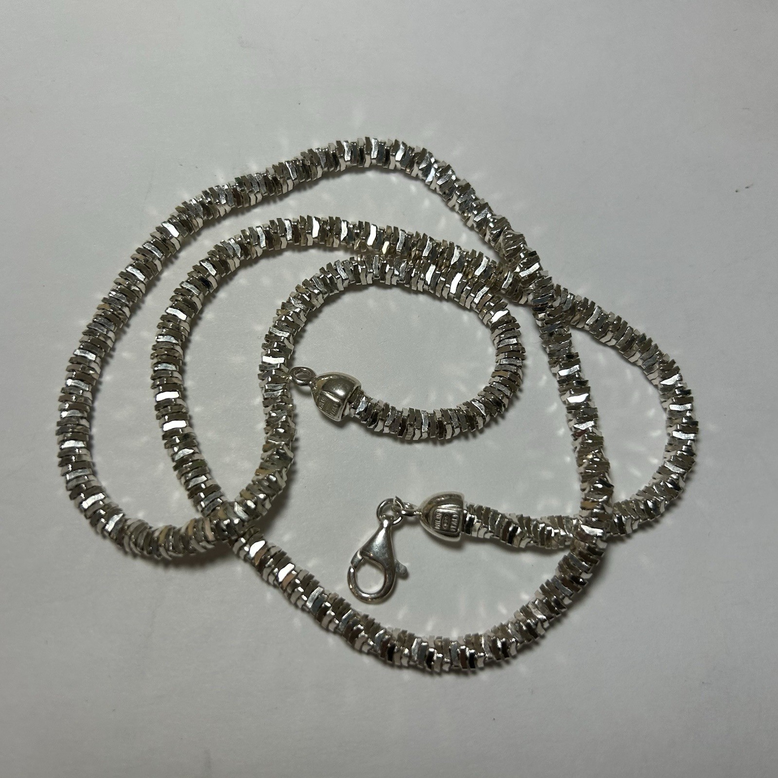 Milor Italy Necklace 23.5” Diamond Cut Margarita Chain Sparkle 38g Sterling 925