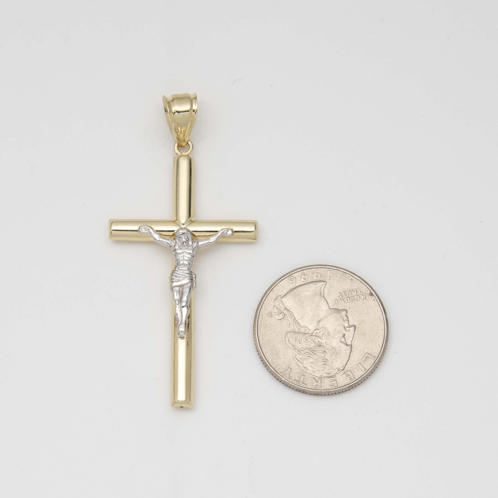 2.25″ Huge Jesus Christ Crucifix Cross Pendant Charm Real 10K Yellow White Gold