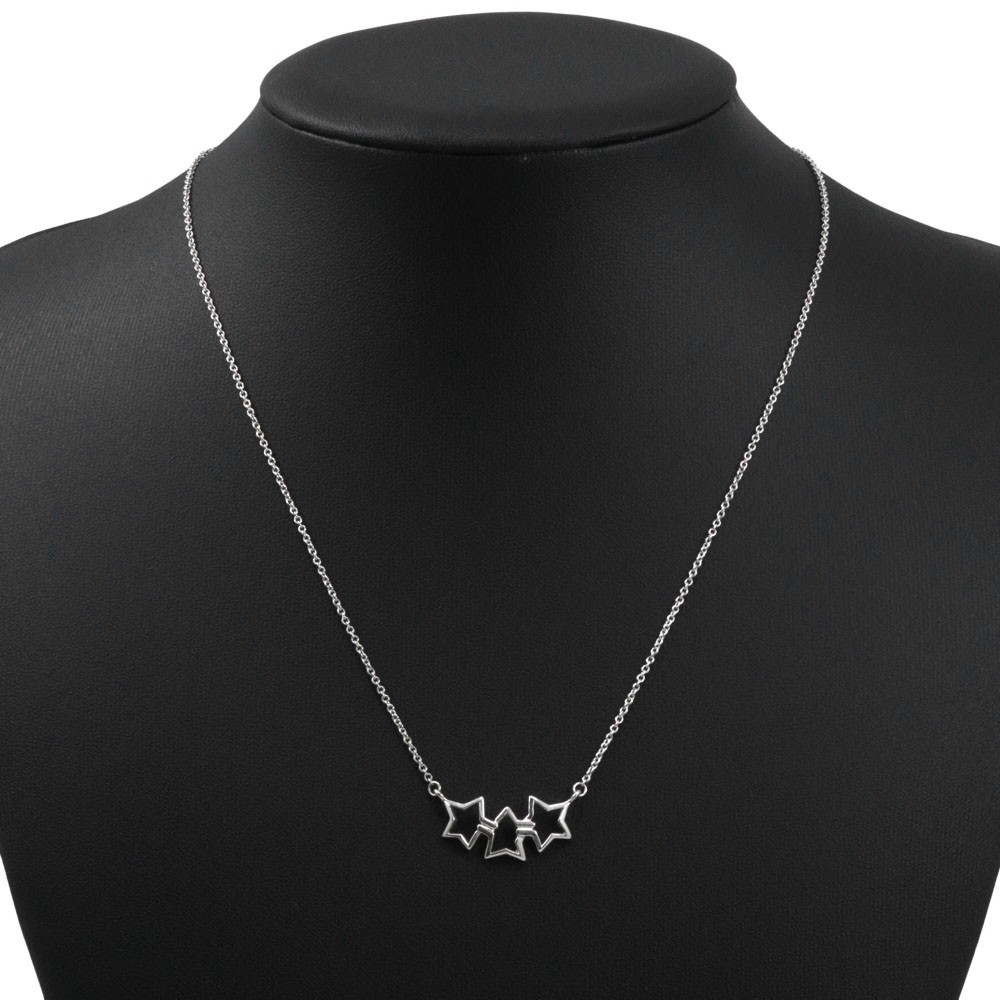 Tiffany & Co. Triple Star Necklace Silver 925 Ladies 17.3 in