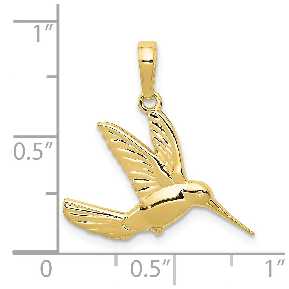 10K / 14K Yellow Gold Hummingbird In Flight Pendant