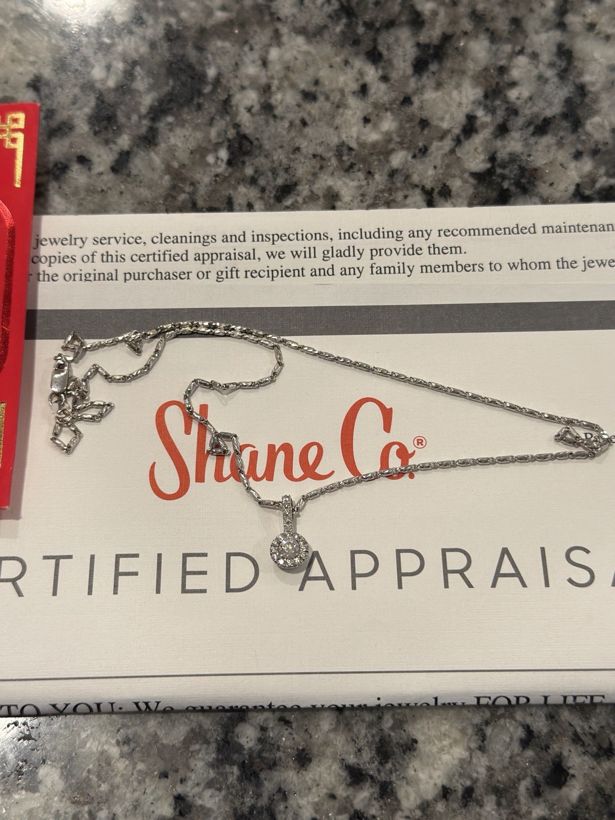 Shane Co. 14K White Gold Round Halo Diamond Pendant Rope Chain 0.55 CTW