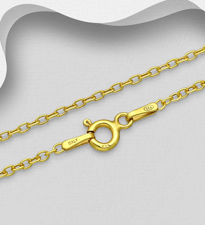 Italian 18K Gold Plated Sterling Silver Cable Chain