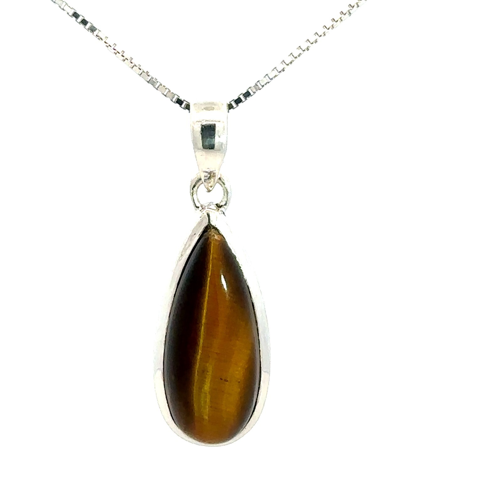 Sterling Silver Tigers Eye Pendant (1/2 x 1 3/8 Inch)