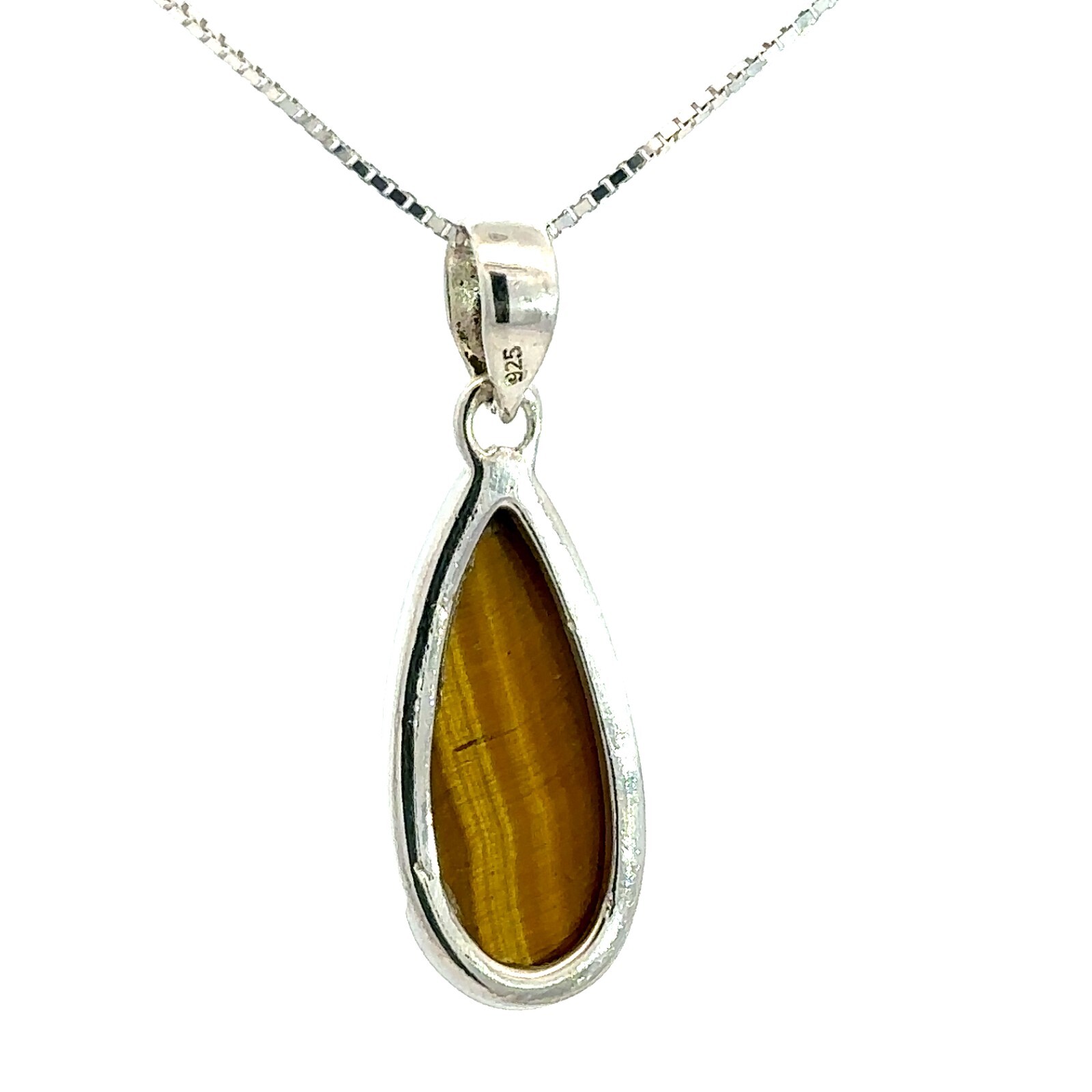 Sterling Silver Tigers Eye Pendant (1/2 x 1 3/8 Inch)