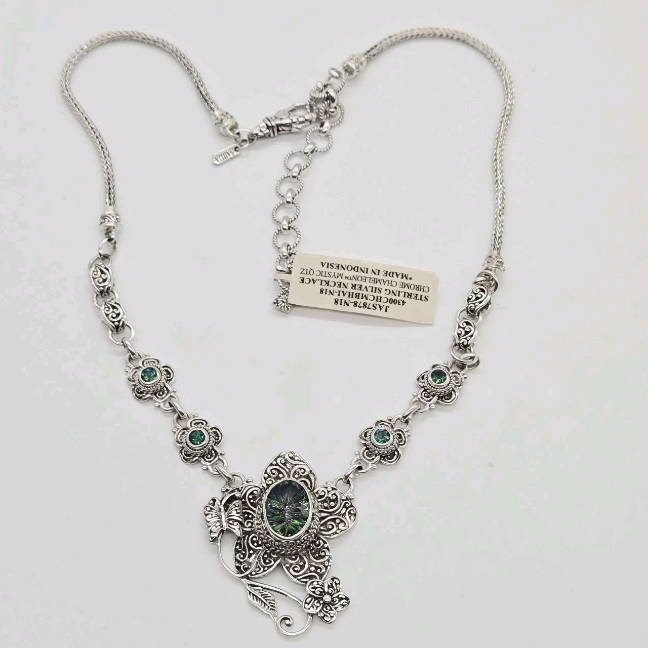 Sarda Wildflower Necklace Mystic Quartz Topaz Bali Sterling Silver 925 Flower