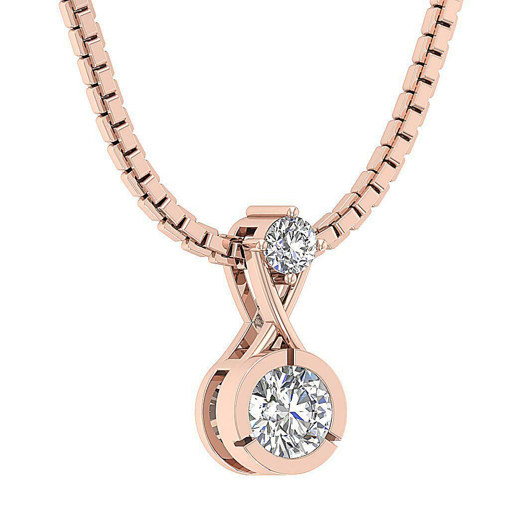 Solitaire Pendant I1 G 0.40 Carat Natural Diamond Rose Gold Prong Bezel Set