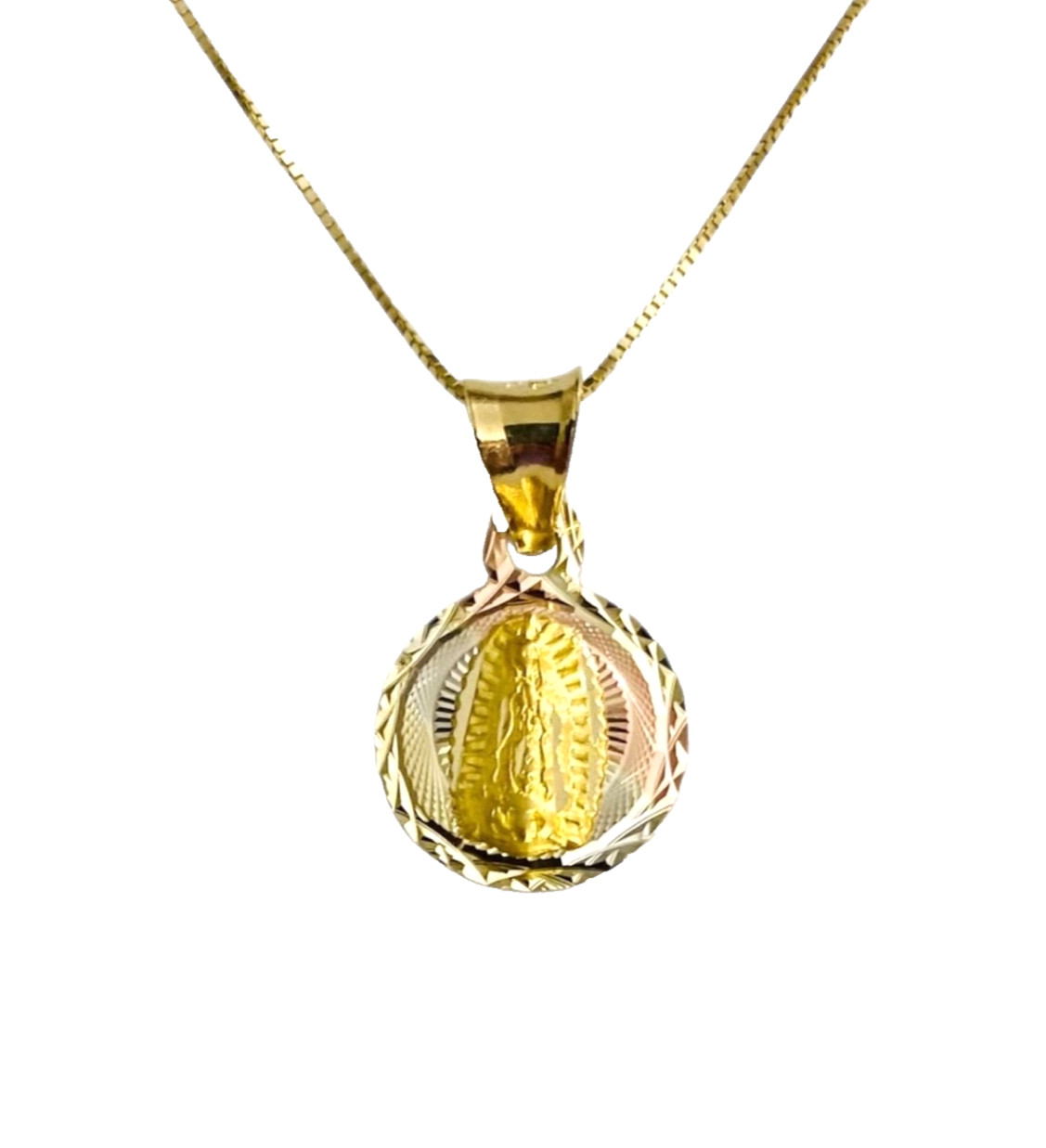 14K SOLID GOLD GUADALUPE BOX CHAIN NECKLACE 18″ /14K ORO CADENA GUADALUPE -PT307