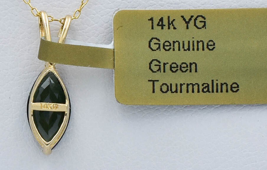 GENUINE 1.26 Cts GREEN TOURMALINE PENDANT 14k YELLOW GOLD – Free Appraisal