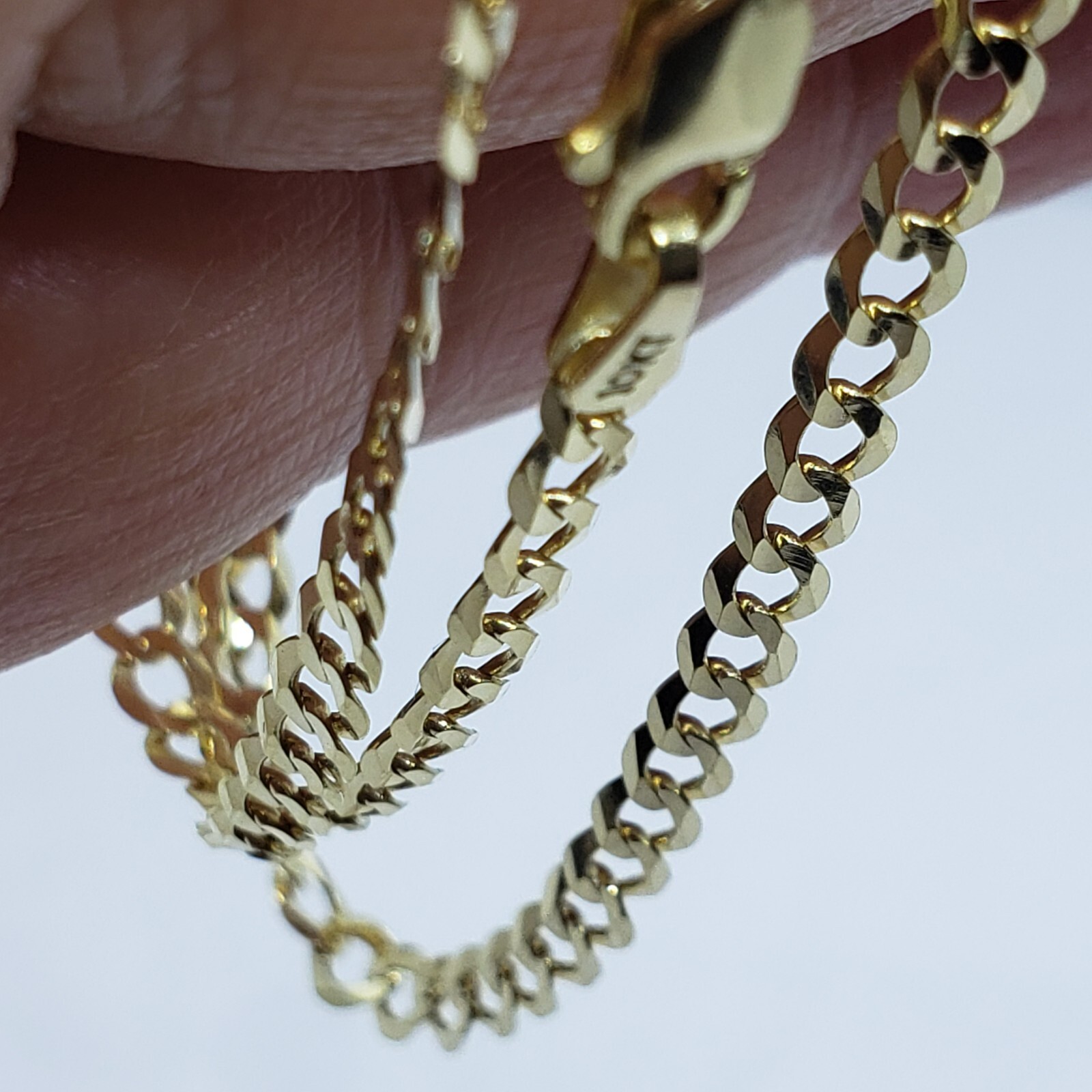 10K Yellow Gold Solid Cuban Link Chain Curb Necklace Bracelet 3mm, 7″~30″