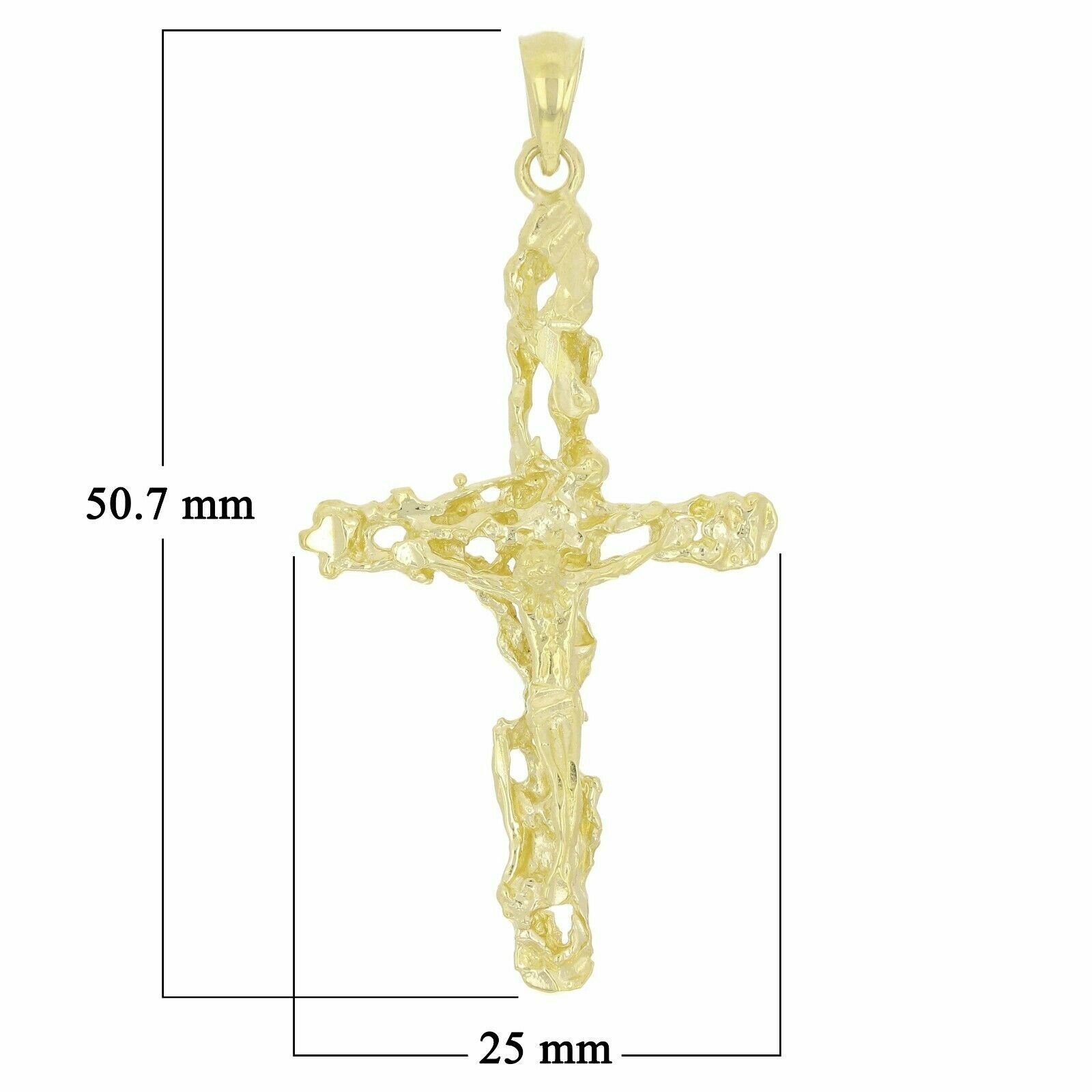 10k Yellow Gold Crucifix Nugget Cross Charm Pendant Religious 2″ 4 grams