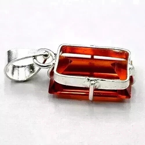 30 Ct Natural Orange Sapphire Certified Loose Gemstone 925 Solid Silver Pendant