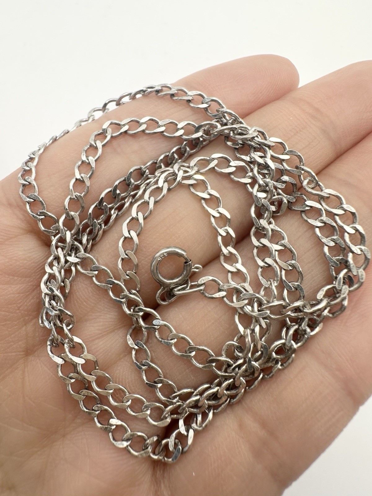 925 Mexico Sterling Silver 3mm Curb Chain Necklace 23.5”