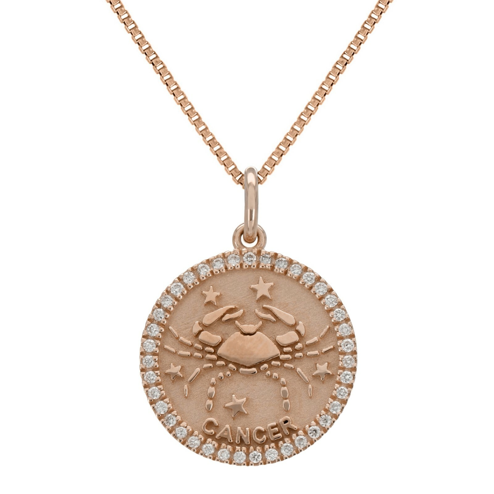 14k Yellow White or Rose Gold Diamond Zodiac Sign Pendant Necklace 18″